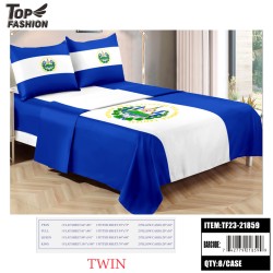 80G TWIN SIZE EL SALVADOR FLAG BED SHEET SET OF THREE 8PC/CS