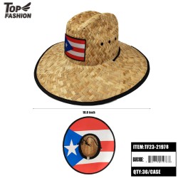 PUERTO RICO FLAG STRAW HAT 36PC/CS